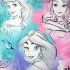 Pyjama enfant mince et long en coton - Princesses - avec motif Jasmine - Jersey - rose clair - 116