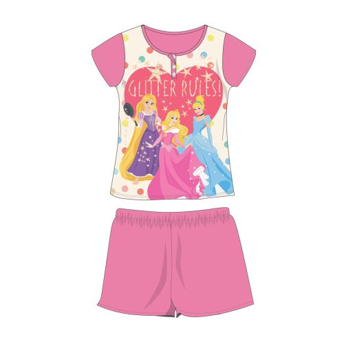 Pyjama d'été à manches courtes en coton pour enfants - Princesses Disney - rose - 104
