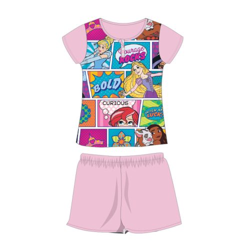 Pyjama d'été à manches courtes en coton pour enfants - Princesses Disney - rose clair - 116