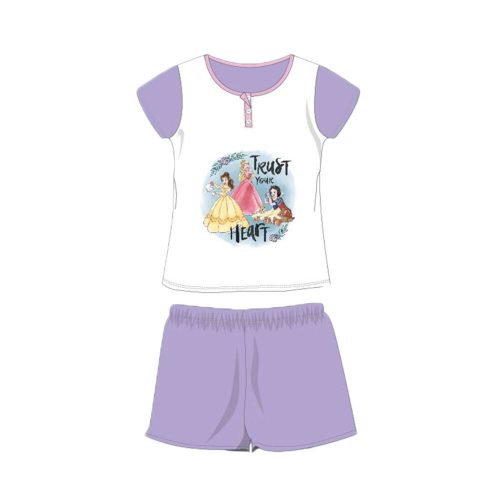 Pyjama d'été à manches courtes en coton pour enfants - Princesses Disney - avec inscription "Trust your heart" - violet clair - 116