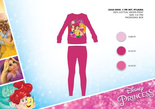Pyjama d'hiver en interlock de coton pour enfants - Princesses Disney - rose - 98