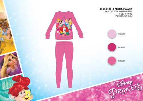 Pyjama d'hiver en interlock de coton pour enfants - Princesses Disney - rose - 110