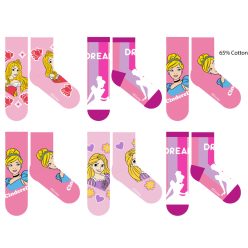   Chaussettes en coton normales pour enfants Disney Princess - 6 paires/paquet