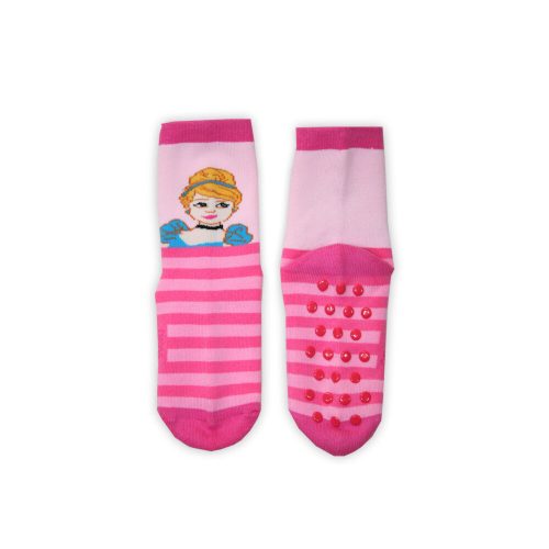 Chaussettes pour enfants avec antidérapant - Princesses Disney - peluche - rayé rose - 31-34