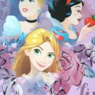 Pyjama en coton d'hiver pour enfants - Princesses Disney - rose clair - 110