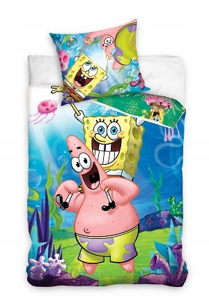Ensemble de literie SPONGE BOB 100% coton 140x200 + 65x65