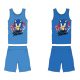 Ensemble d'été en coton Sonic - ensemble t-shirt-short - bleu clair - 116