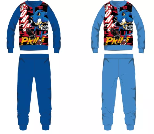 Sonic pamut flanel gyerek pizsama - világoskék - 128