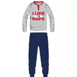   Pyjama en coton fin pour homme Snoopy - pyjama en jersey - gris clair-bleu foncé