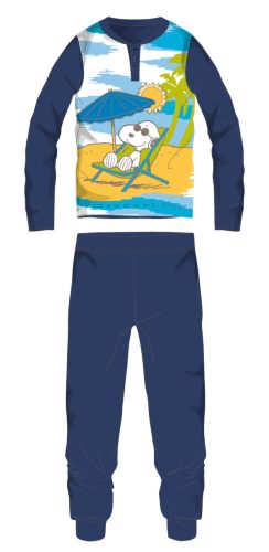 Pyjama long et fin pour enfants Snoopy - pyjama en jersey de coton - bleu foncé