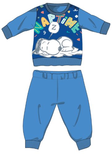 Pyjama bébé mince à manches longues Snoopy - pyjama en jersey de coton - bleu clair - 86