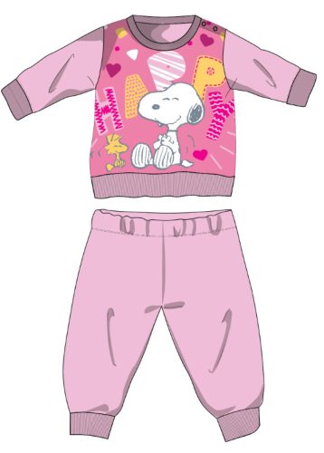 Pyjama bébé mince à manches longues Snoopy - pyjama en jersey de coton - rose clair - 86