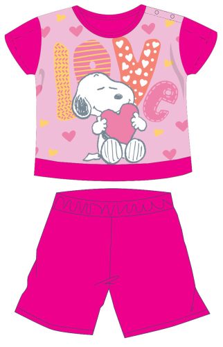 Pyjama d'été en coton à manches courtes Snoopy pour bébé - rose - 92