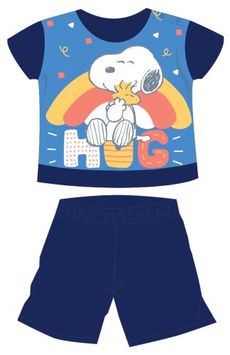 Pyjama d'été en coton à manches courtes Snoopy pour bébé - bleu foncé - 98