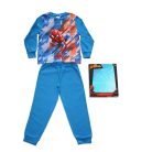 Pyjama enfant en coton fin et long - Spiderman - avec motif abstrait - Jersey - bleu moyen - 134