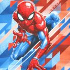 Pyjama enfant en coton fin et long - Spiderman - avec motif abstrait - Jersey - bleu moyen - 134