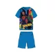 Pyjama en coton d'été à manches courtes pour enfants - Spiderman - avec inscription Super Hero - bleu moyen - 110
