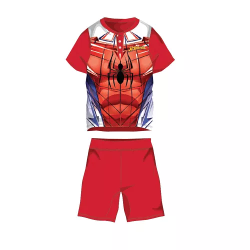 Pyjama d'été en coton à manches courtes pour enfants - Spiderman - avec inscription Spiderman - bleu foncé - 104