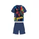 Pyjama en coton d'été à manches courtes pour enfants - Spiderman - avec inscription Super Hero - bleu foncé - 122