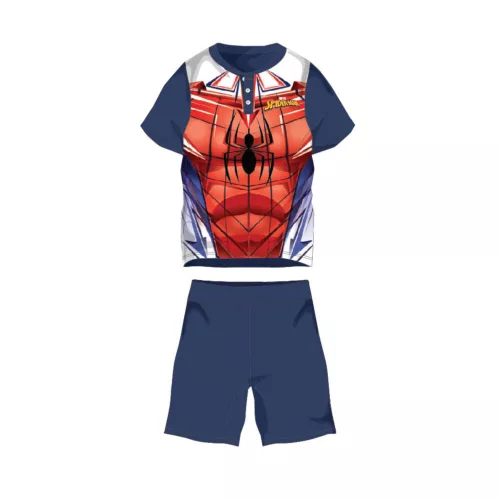 Pyjama d'été en coton à manches courtes pour enfants - Spiderman - bleu moyen - 98