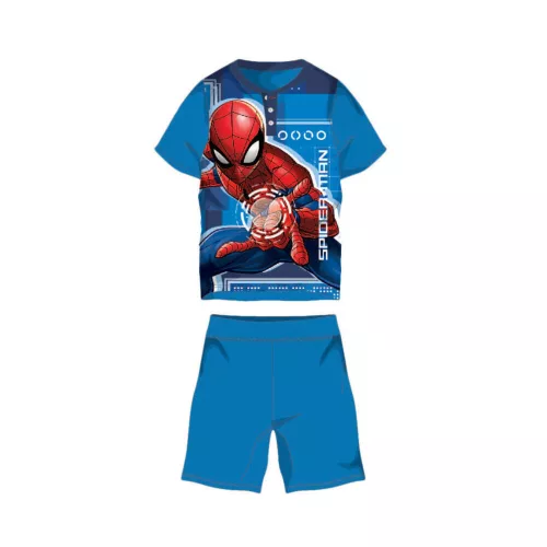 Pyjama d'été en coton à manches courtes pour enfants - Spiderman - bleu moyen - 134