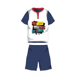   Pyjama en coton d'été à manches courtes pour enfants - Spiderman - avec inscription Spiderman - bleu foncé - 98