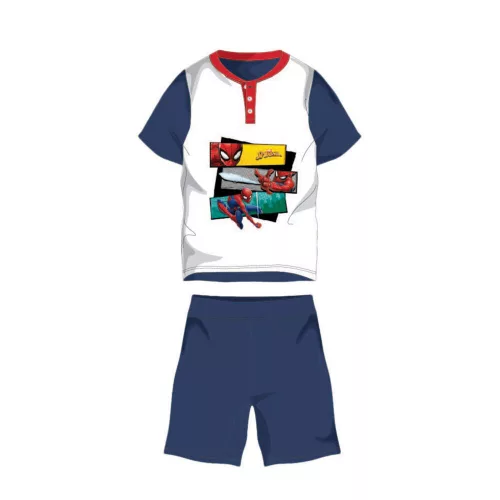 Pyjama en coton d'été à manches courtes pour enfants - Spiderman - avec inscription Spiderman - bleu foncé - 98