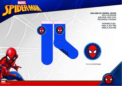 Chaussettes d'hiver chaudes antidérapantes Spiderman pour enfants - chaussettes sherpa - bleu foncé