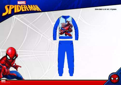 Pyjama d'hiver en interlock de coton pour enfants - Spiderman - bleu moyen - 98