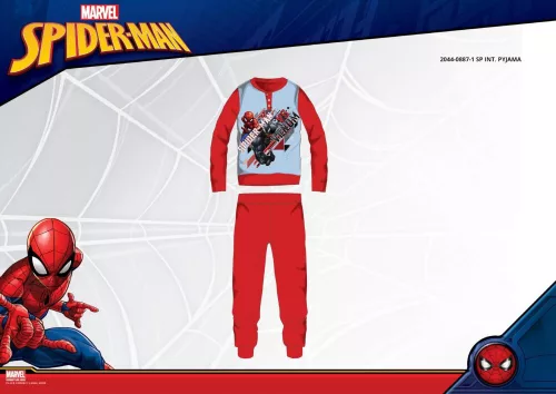 Pyjama d'hiver en interlock de coton pour enfants - Spiderman - rouge - 122