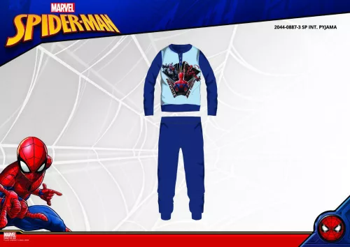 Pyjama d'hiver en interlock de coton pour enfants - Spiderman - bleu foncé - 98