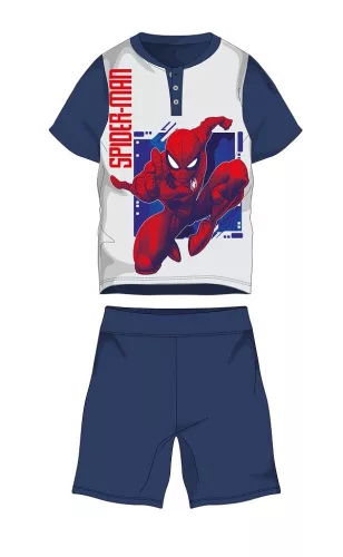 Pyjama en jersey de coton d'été à manches courtes pour enfants - Spiderman - bleu foncé-blanc - 122