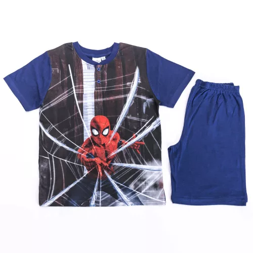 Pyjama en coton à manches courtes pour enfants - Spider-Man - bleu foncé - 134
