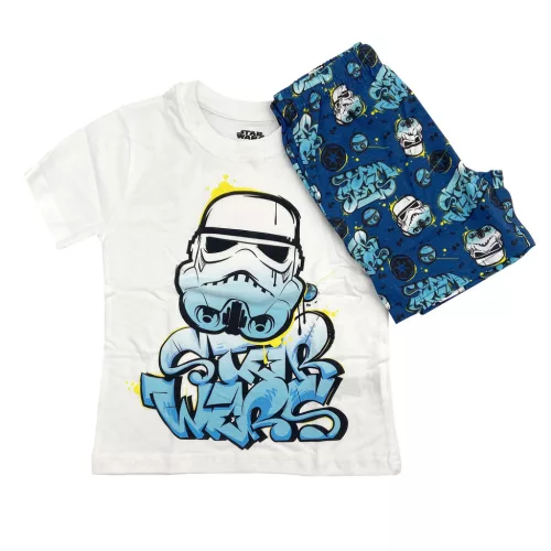 Star Wars gyerek rövidujjú pamut pizsama - Kék/Fehér - 116