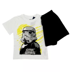   Pyjama en coton à manches courtes Star Wars pour enfants - Noir/Blanc