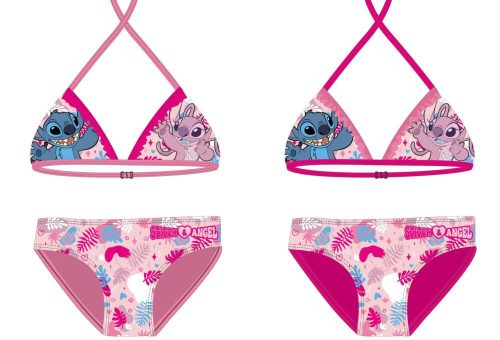 Maillot de bain deux pièces Stitch pour les filles - haut de bikini triangle - rose - 104