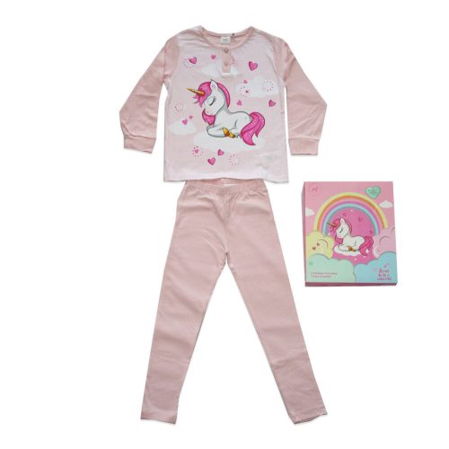 Pyjama pour enfants en coton mince et long - Licorne - Jersey - rose clair - 140
