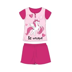   Pyjama en coton d'été à manches courtes pour enfants - Licorne - rose - 128