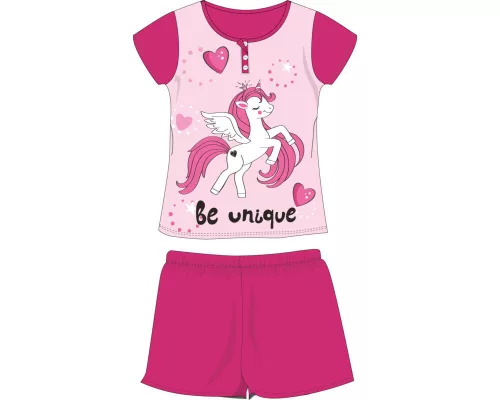 Pyjama en coton d'été à manches courtes pour enfants - Licorne - rose - 128