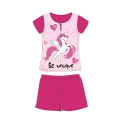   Pyjama en coton d'été à manches courtes pour enfants - Licorne - rose - 134