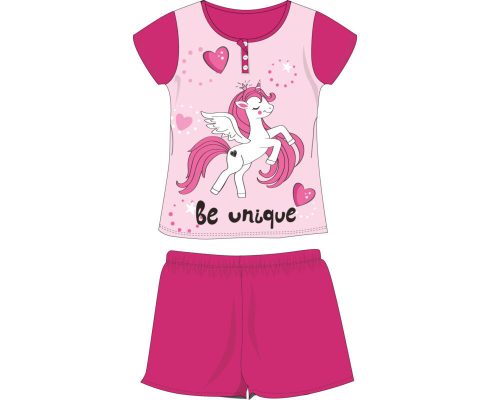 Pyjama en coton d'été à manches courtes pour enfants - Licorne - rose - 134