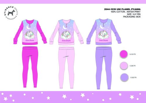 Pyjama en coton épais d'hiver pour enfants - pyjama en flanelle - Licorne