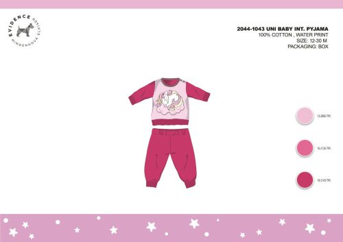 Pyjama bébé en interlock de coton d'hiver - Licorne - rose - 92