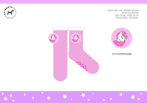 Chaussettes d'hiver chaudes antidérapantes licorne pour enfants - chaussettes sherpa - rose clair