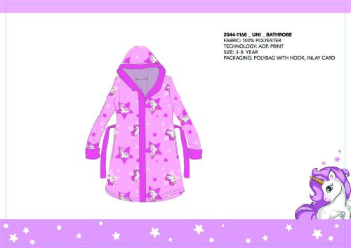 Peignoir à capuche en microfibre pour enfants - Licorne