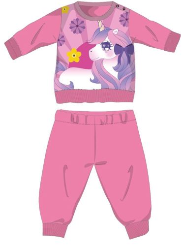 Licorne pyjama épais d'hiver pour bébé - pyjama en flanelle de coton - rose clair - 80
