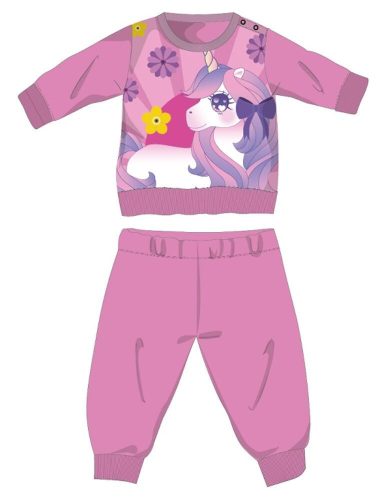 Licorne pyjama épais d'hiver pour bébé - pyjama en flanelle de coton - rose foncé - 86