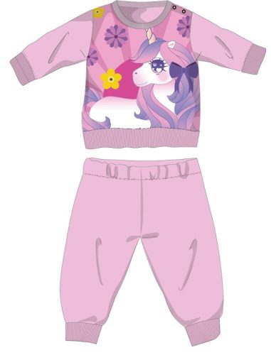 Licorne pyjama épais d'hiver pour bébé - pyjama en flanelle de coton - rose clair - 80