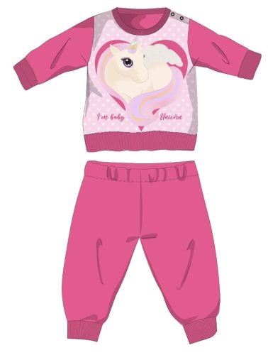 Pyjama d'hiver en coton pour bébé licorne - pyjama interlock - rose - 92
