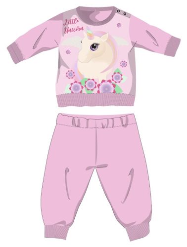 Pyjama d'hiver en coton pour bébé licorne - pyjama interlock - rose clair - 80